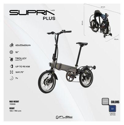 Vélo électrique pliant Supra 4.0  Tech Navy | Roues 16