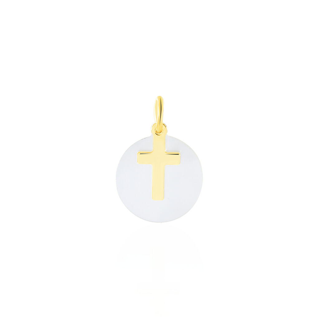 Pendentif Amaryllis Croix Or Jaune Nacre