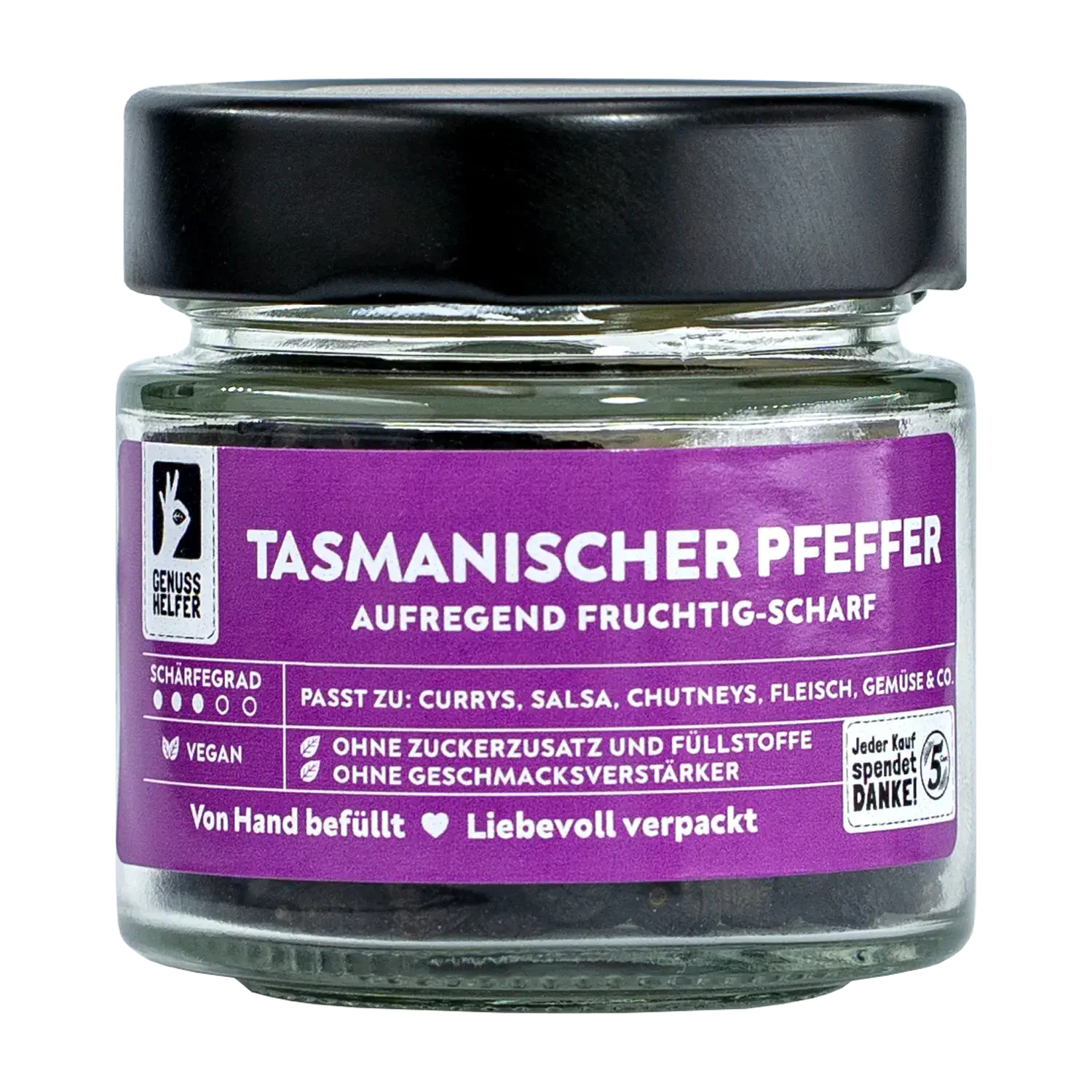 Tasmanischer Pfeffer, ganz, im Glas