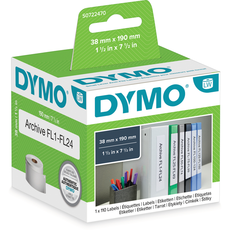 Dymo Ordner-Etiketten LabelWriter, S0722470, 38 x 190 mm