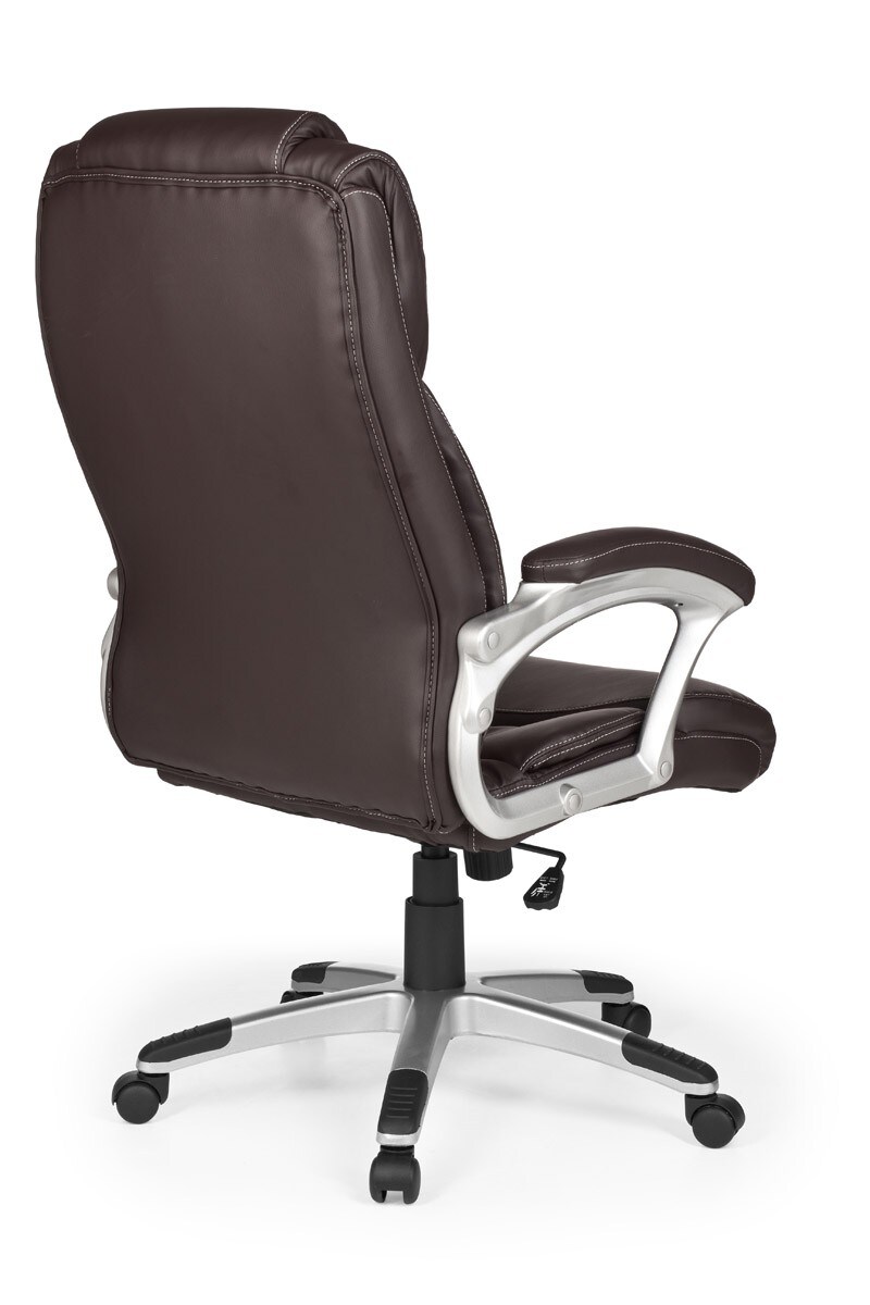 KADIMA DESIGN Großer Bürostuhl: Extra hohe Rückenlehne, Wippmechanik, Lendenwirbelstütze, Kunstleder, Braun.