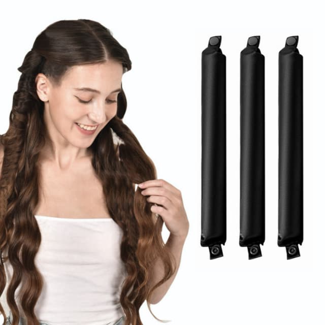 3-delte hårkrøller Heatless Curling Rod pandebånd Sort