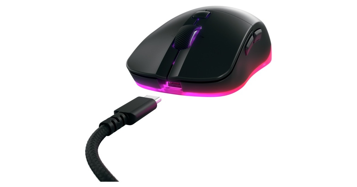 CHERRYXTRFY M50 Wireless gaming muis  (Zwart, 12.000 dpi, RGB, Bluetooth 5.2 / 2.4 Ghz / USB)