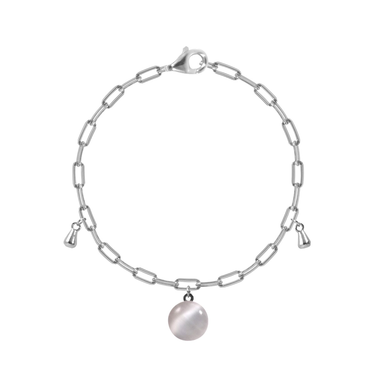 Bracelet en argent 925 rhodié avec pierre rose