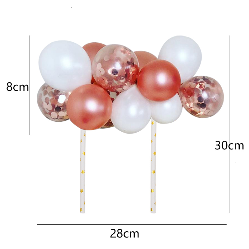 (15-tlg. Set) Ø12cm Ballon Kuchenstecker Tortenstecker Topper Luftballon Dekoration für Torten / Kuchen - Roségold