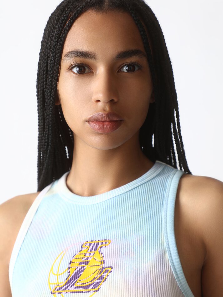 Top cropped do Los Angeles Lakers da NBA - Branco-creme/amarelo