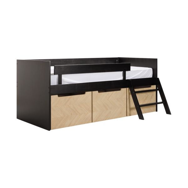 Europe Baby Beau Bedbank - Zwart / Naturel - 90 x 200 cm