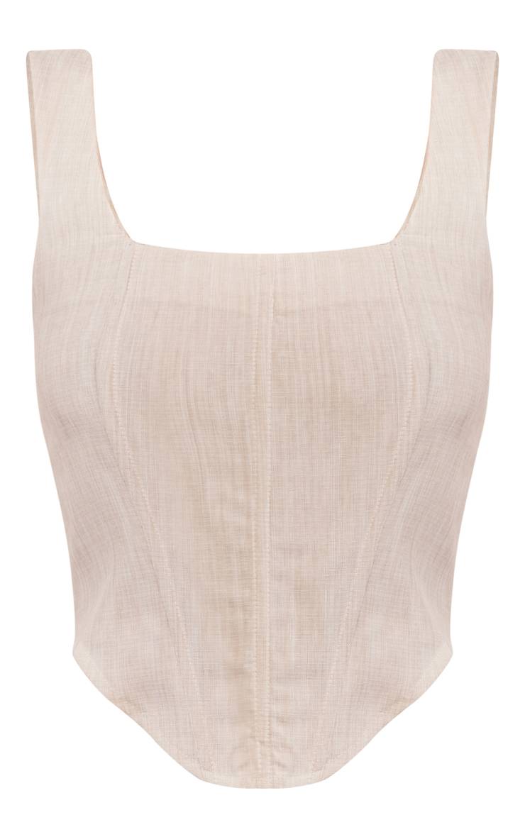 Gris Pierre Corset À Décolleté Plongeant Effet Lin