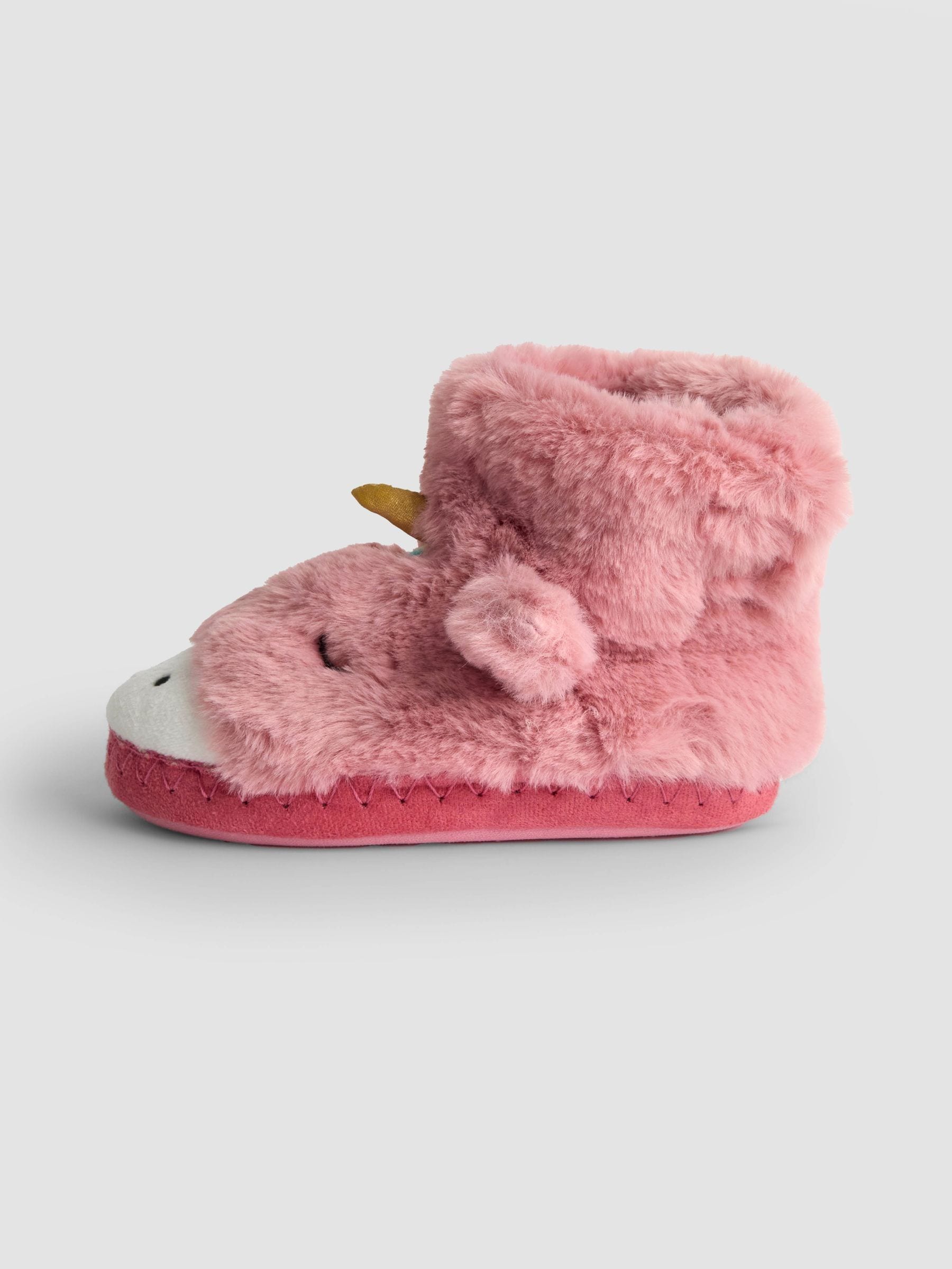 Roze met eenhoornprint - JoJo Maman Bébé Plush Slipper Boots