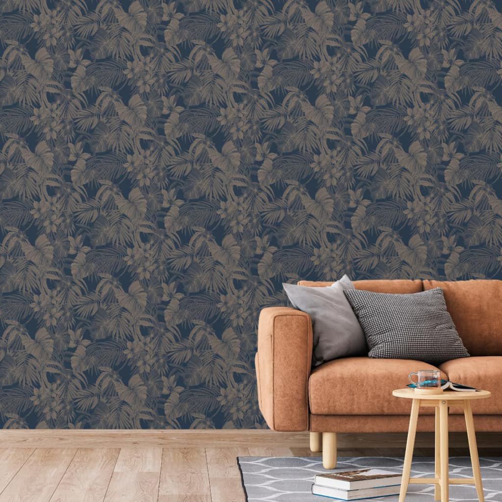 DUTCH WALLCOVERINGS Joelle behang, zilver en blauw