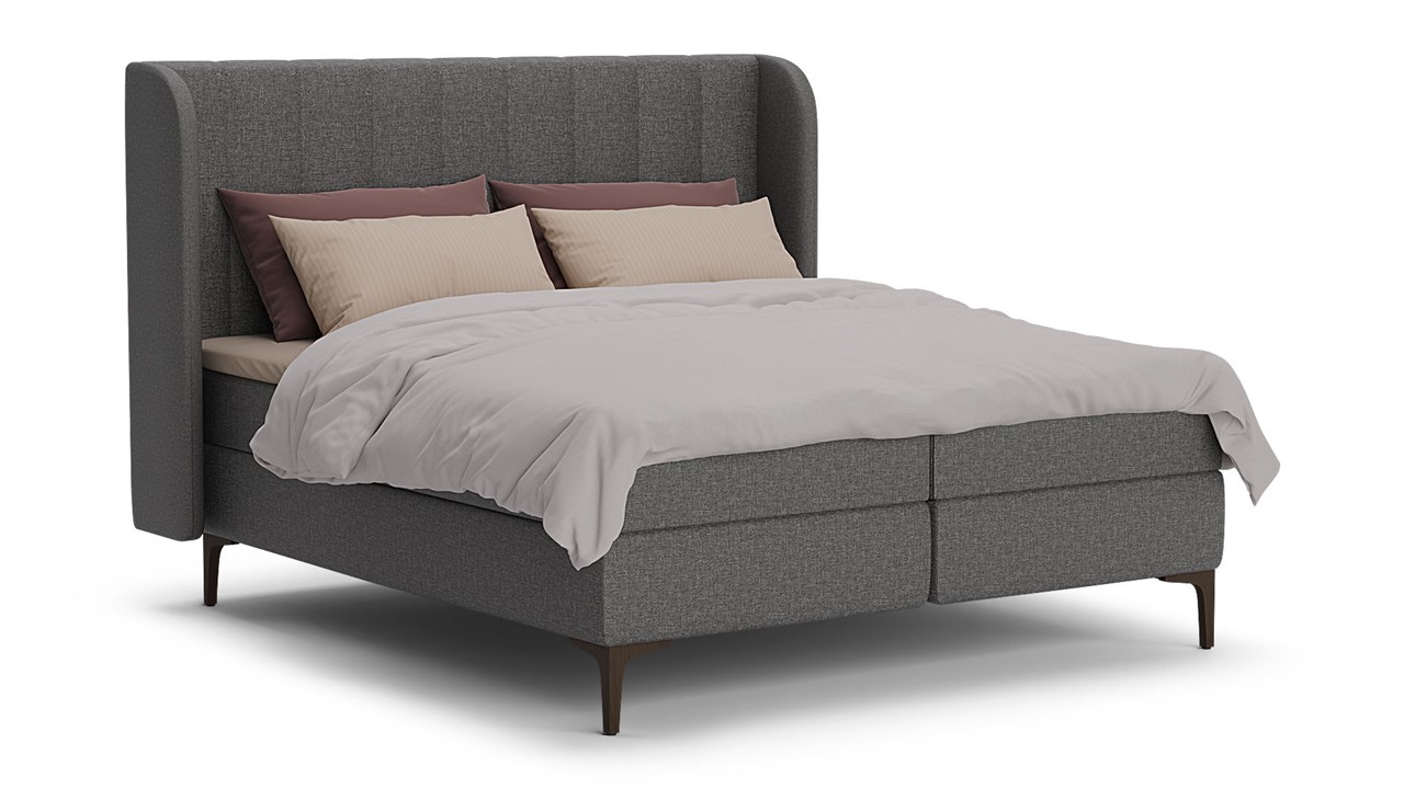 Boxspring Ivory - Linen touch dark grey