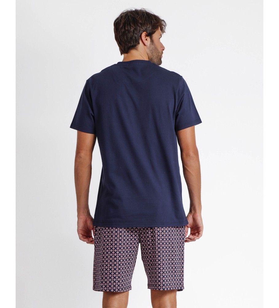 Pijama de manga curta Antonio Miro azul marinho Panot