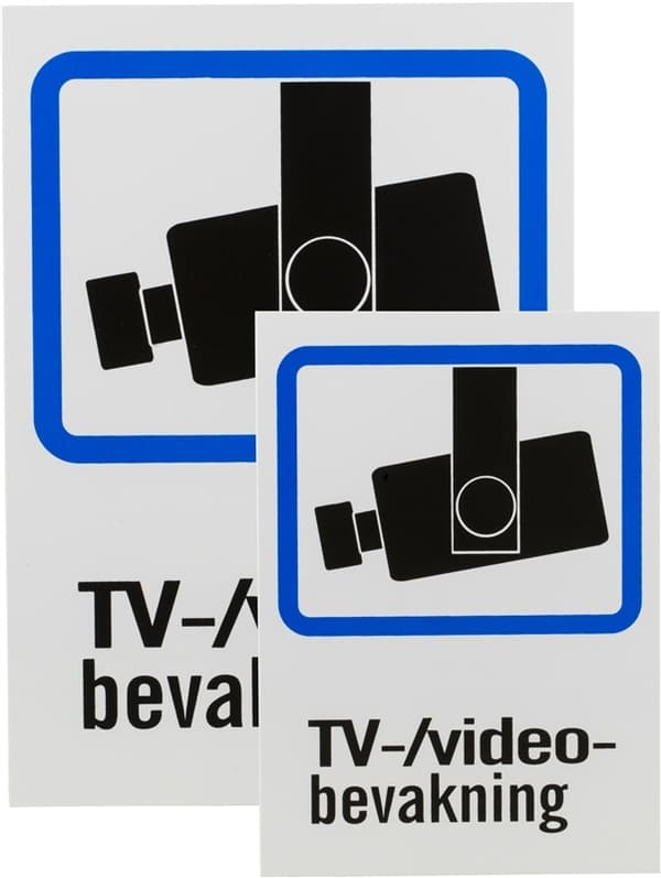 EPZI Plastskilt, TV/Videoovervåkning, A4- og A5-størrelse (20-005)