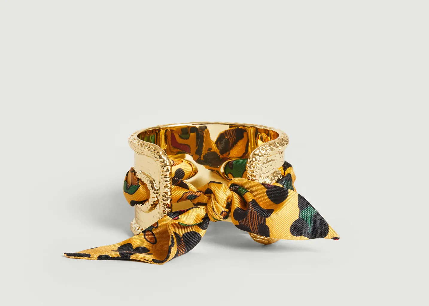 Bracelet manchette plaqué or et soie Queen Néoléo An-nee