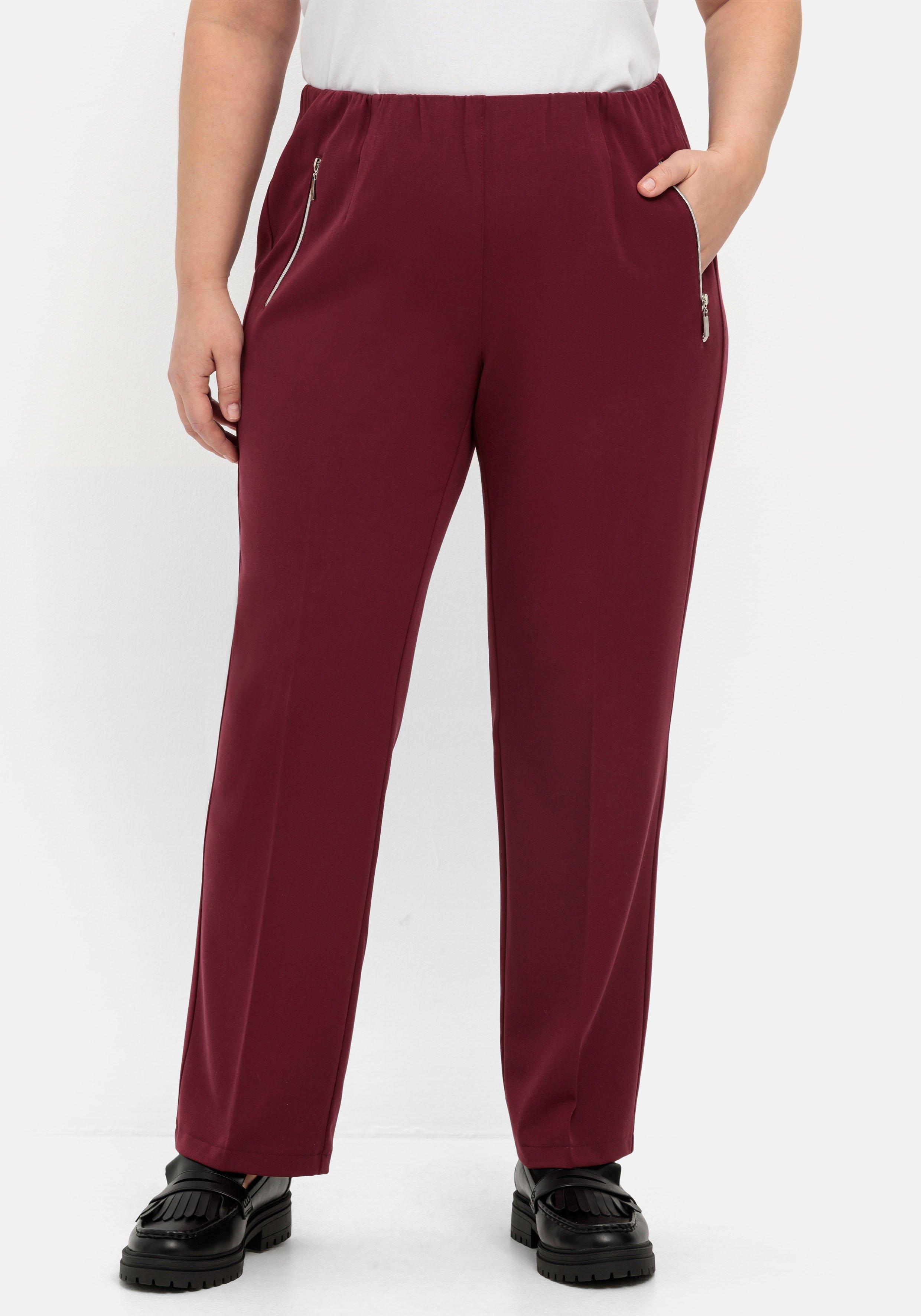 Schlupfhose mit Bügelfalten und Deko-Zipper