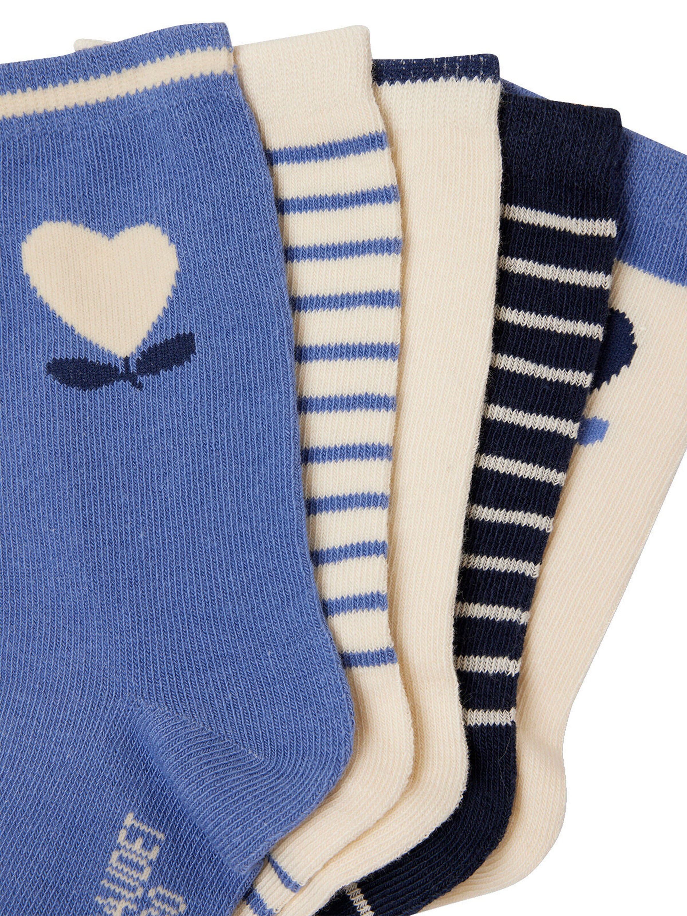 Vertbaudet 5er-Pack Mädchen Socken, Herzen blau chambray