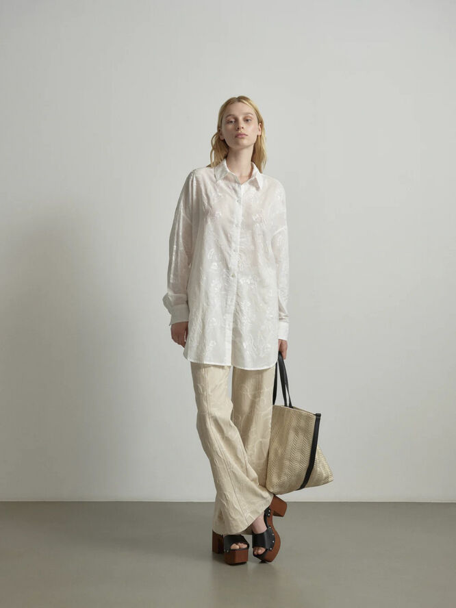 Lala Berlin Blouse Bam Magic garden embroidery white