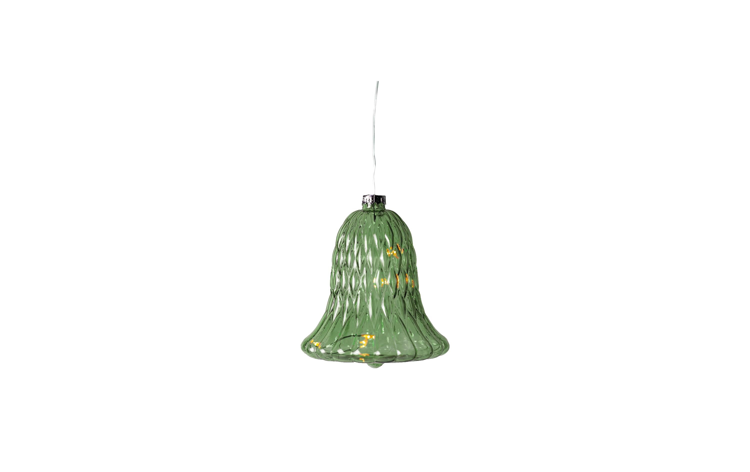 Weihnachtskugel Luna Glocke, Ø 9 cm, GrünWeihnachtsglocke aus Glas