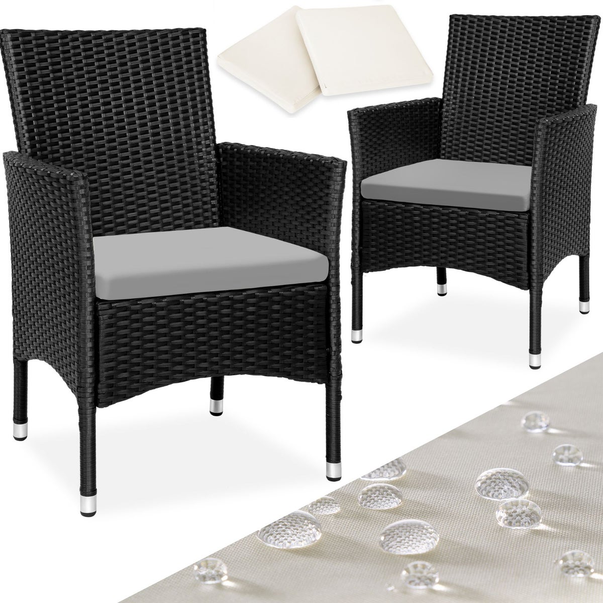 Set van 2 rotan stoelen tectake Nantes, duurzaam, 59 x 57 x 85 cm