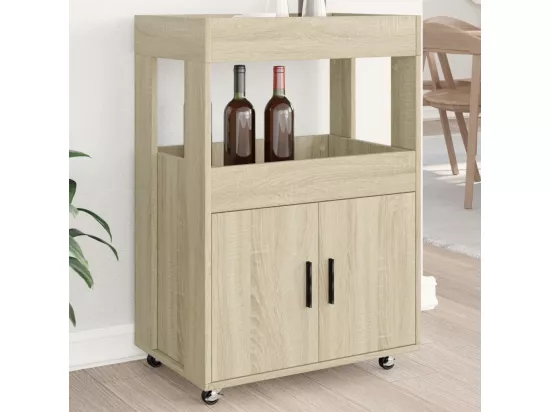 Chariot de bar chêne sonoma 60x39,5x89 cm bois d'ingénierie