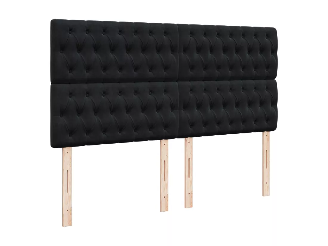 Sommier à lattes de lit avec matelas Noir 180x200 cm Velours