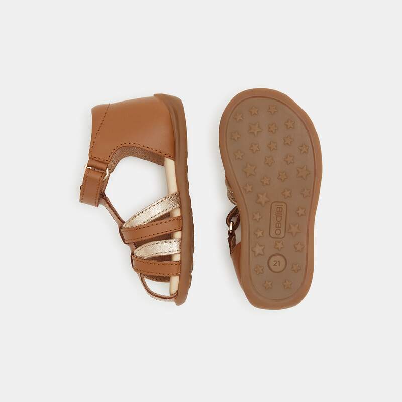 Sandales cuir premiers pas beige bébé fille
