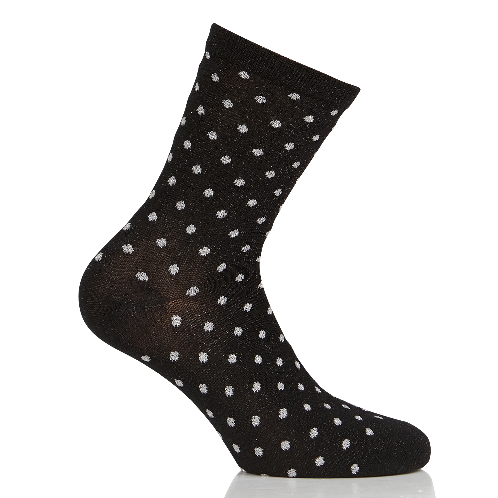 Chaussettes pailletées à pois en coton mélangé | Noir