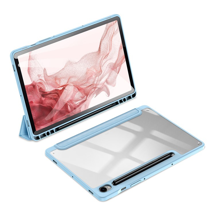 Samsung Galaxy Tab S9 Leder Tasche Smart Cover Schutzhülle   S-Pen Halter - Blau