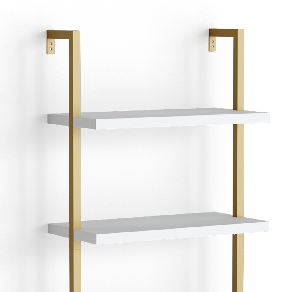 Vicco Loft Bücherregal Ava Standregal Wandregal 5 Ablagen Leiterregal Gold