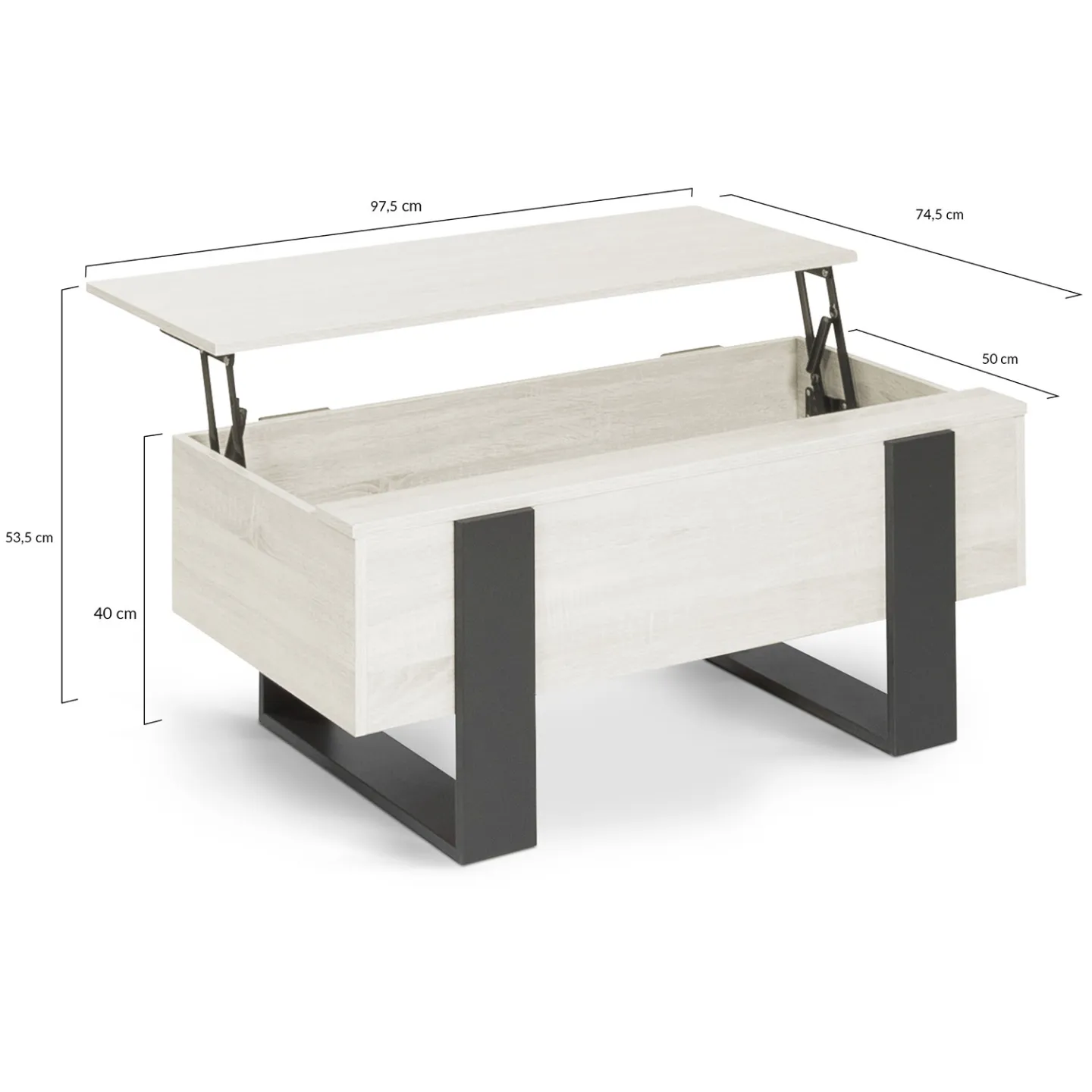Table basse plateau relevable rectangulaire PHOENIX bois gris
