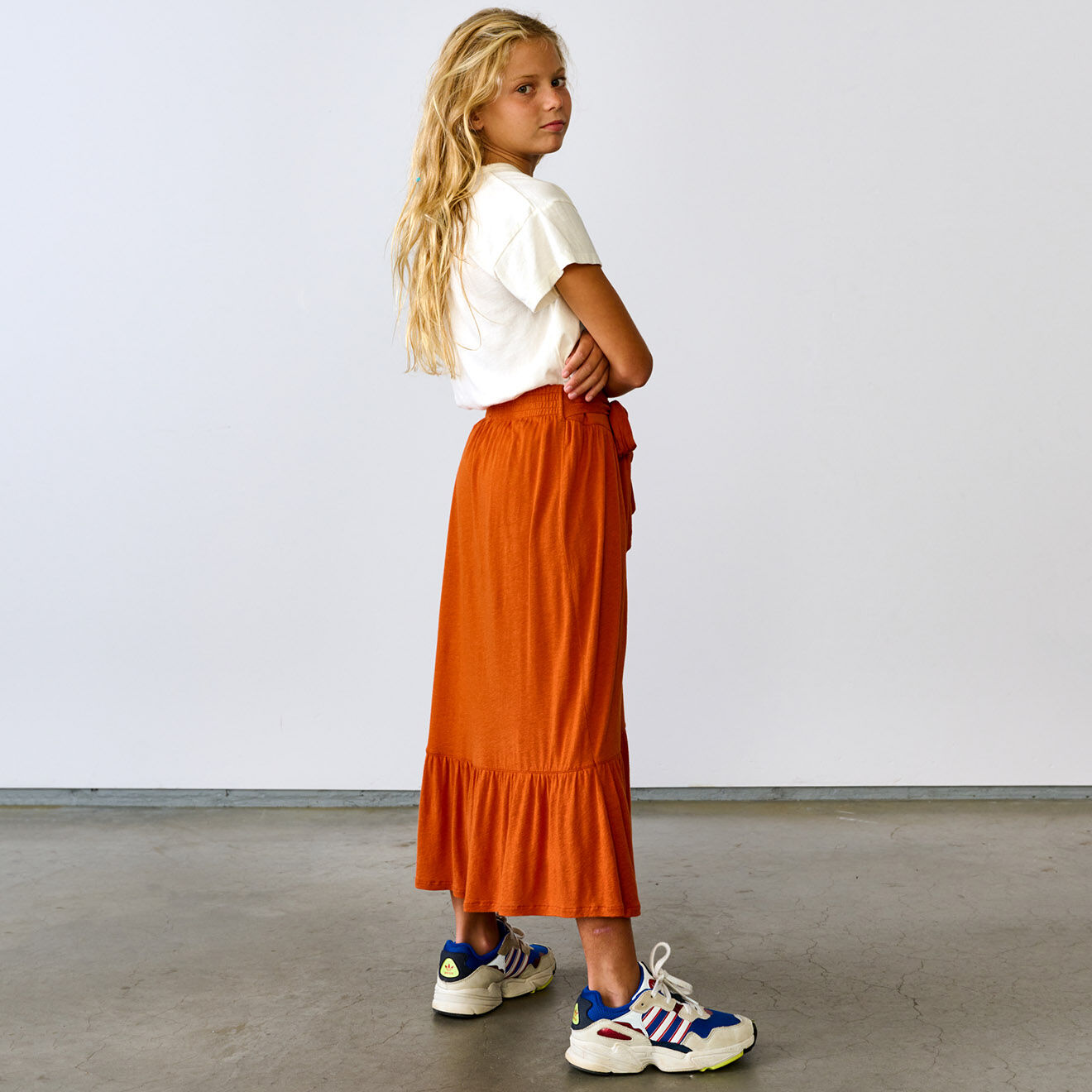 Bellerose Jupe longue en Lin mélangé Varte orange rouille