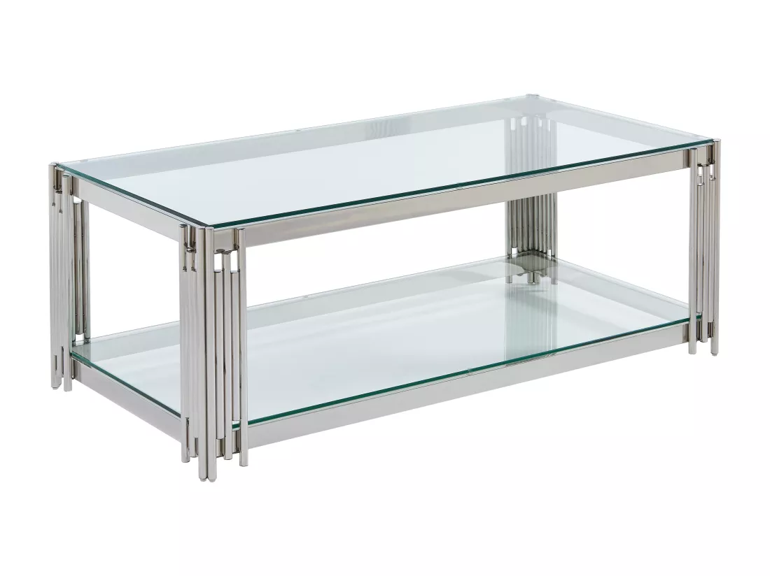 Table basse en verre trempé et acier inoxydable - Chromé - NOMELANO de Pascal MORABITO