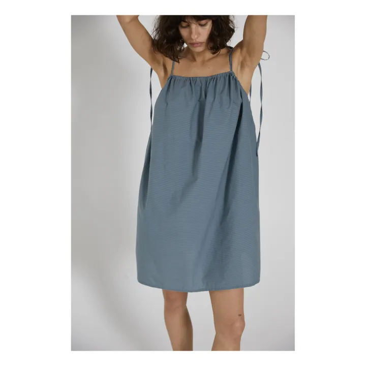 Deiji Studios Robe The Halter Rayures Coton Bio | Bleu Vert