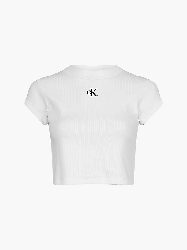Camiseta cropped canelada de corte justo