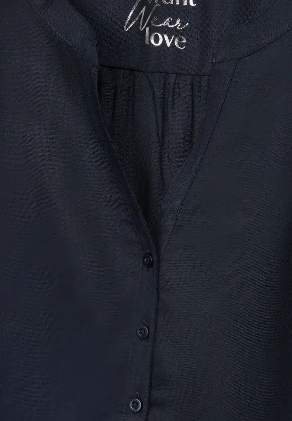 Basic Bluse in Unifarbe - dark blue