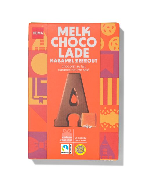 lettre A en chocolat au lait caramel beurre salé 135g
