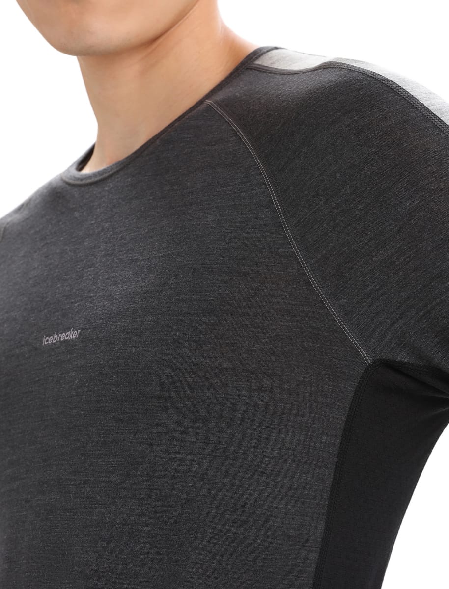 Icebreaker Men's 125 Zoneknit™ Long Sleeve Crewe Jet Heather/Black/Metro Heather