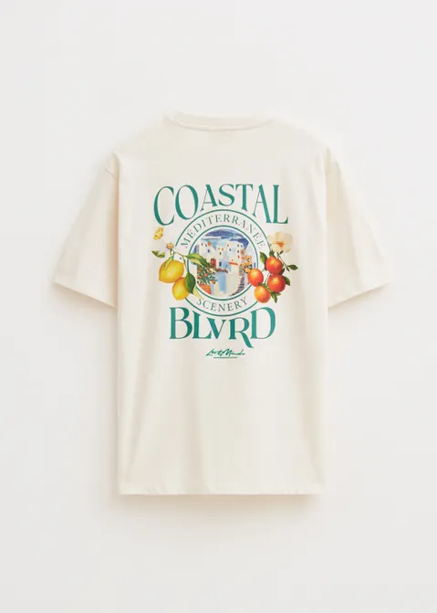 T-shirt met print coastal off-white (ECRU)