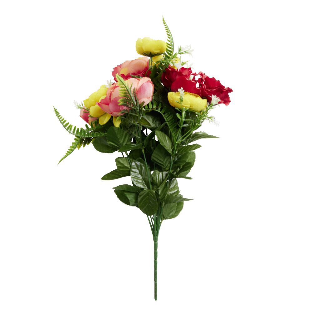 Bouquet fleurs artificielles pivoine/rose/renoncule 13 tiges H56cm