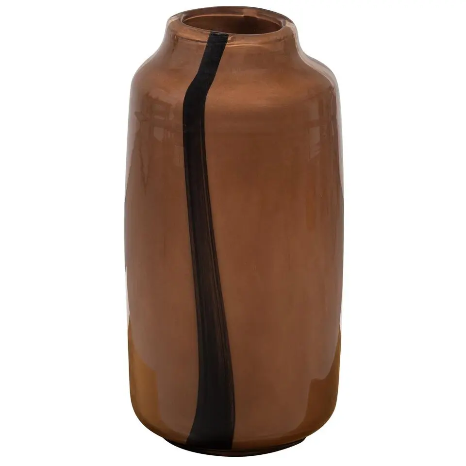 WOOOD Selena Vaas Met Streep - Glas - Bruin - Set van 2