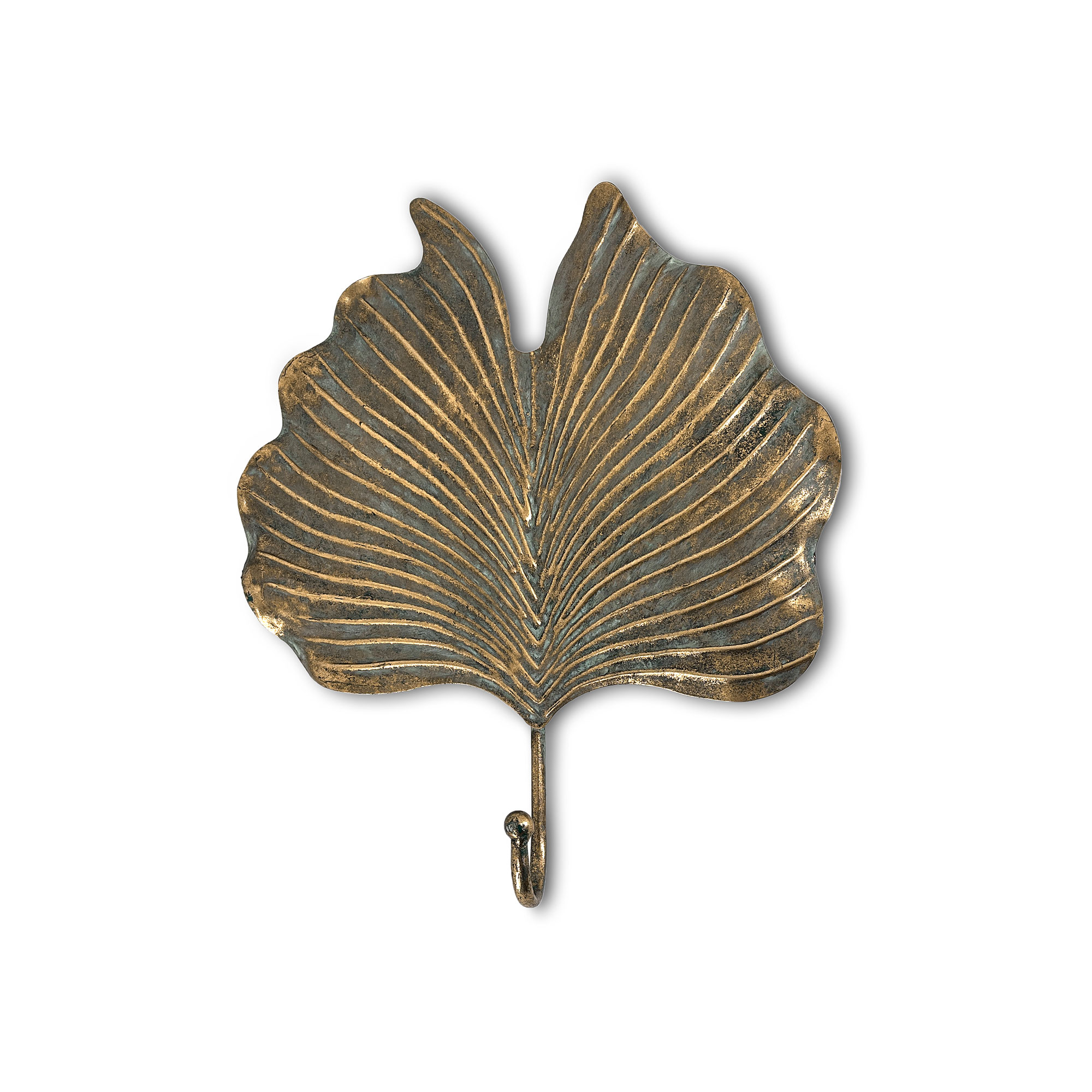 Wandhaken 'Gingkoblatt', antik kupfer, H 43,5 cm, B 37 cm, L 7,5 cm von fischer's lagerhaus