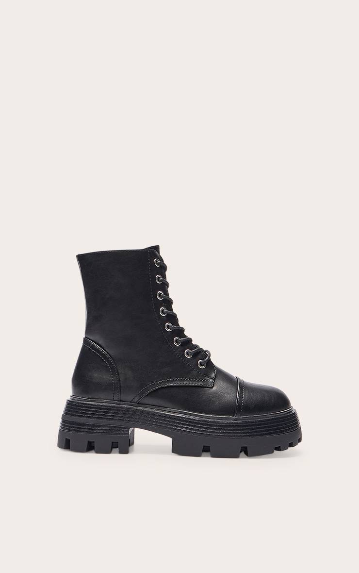 Noir Bottines De Randonnée À Lacets Et Semelle Épaisse