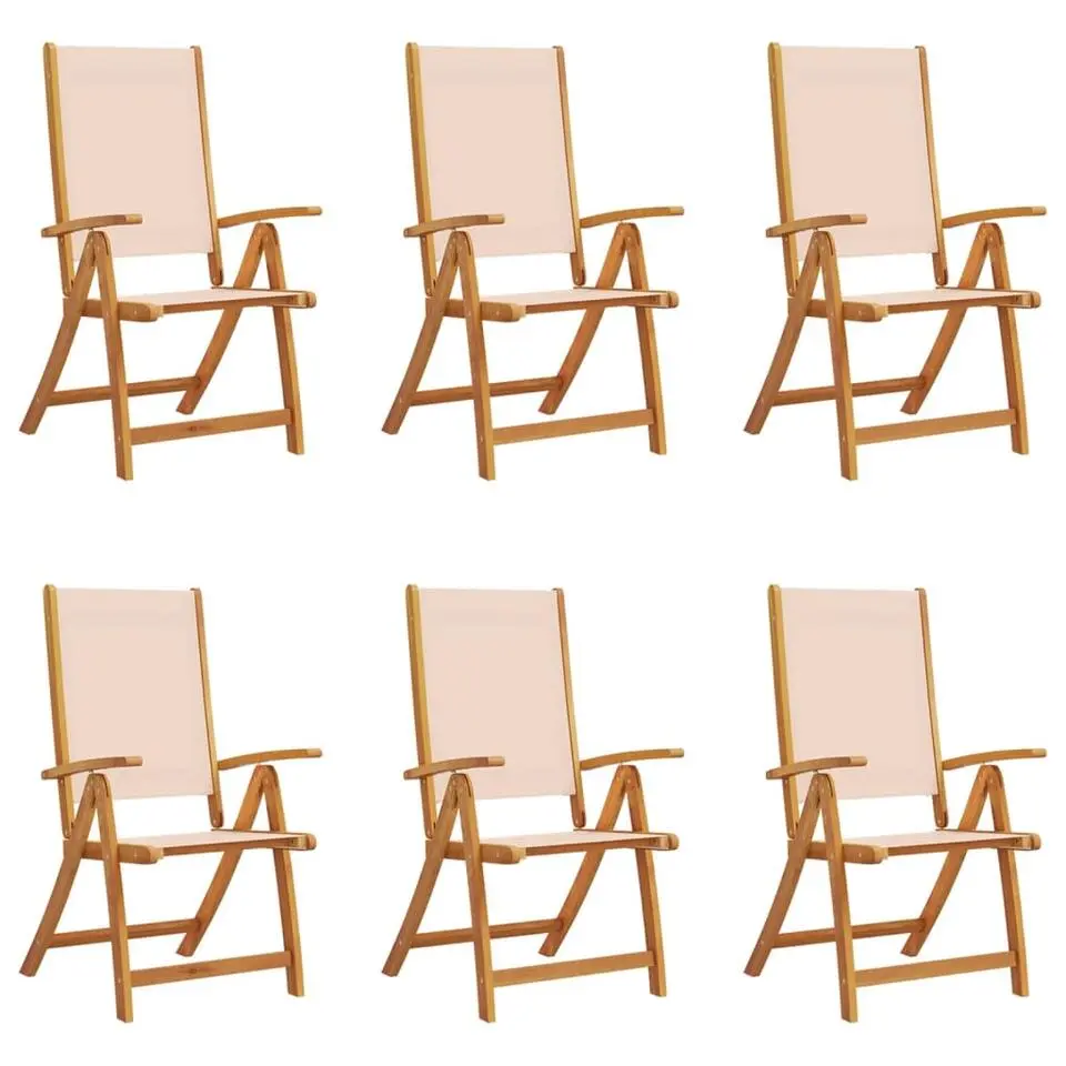 vidaXL - Tuinstoelen - Inklapbaar - Bruin - Acaciahout en textileen - 6 stuks