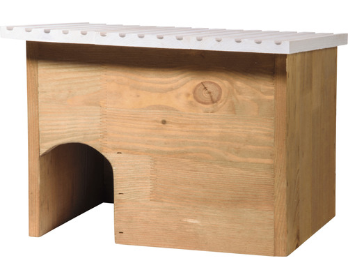 Egelhuis, hout, 38 x 28 x 28 cm, bruin met wit dak