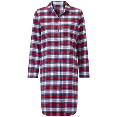 Damen-Nachthemd Flanell gemustert, Rot