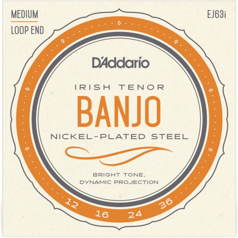 D'Addario EJ63i Nickel Medium 12-36 snaren voor Ierse tenor banjo