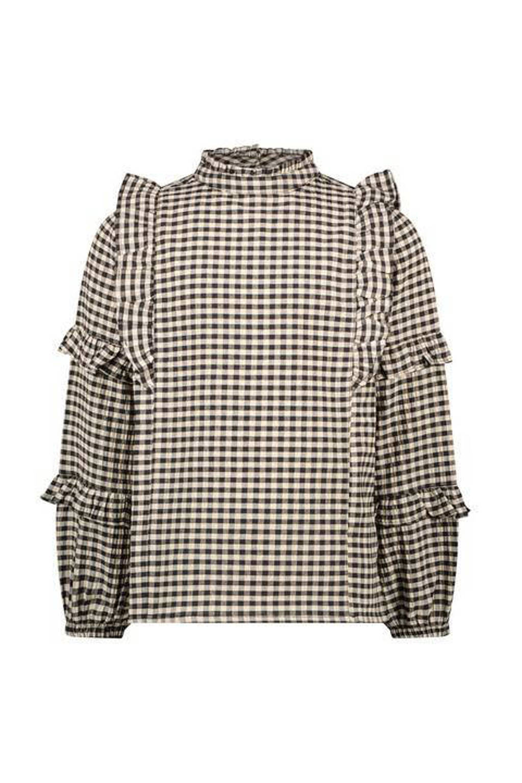 Like Flo geruite longsleeve zwart/offwhite