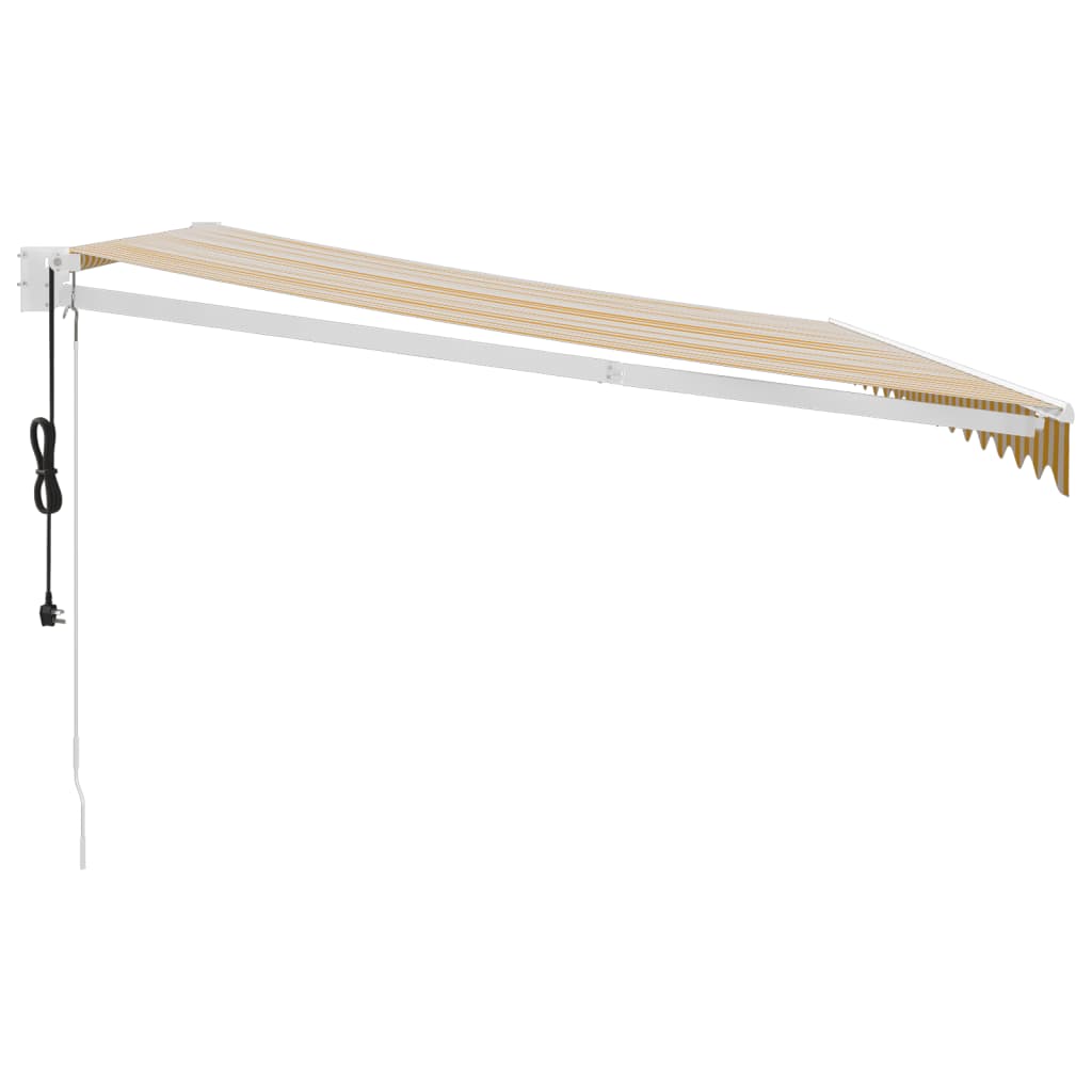 Auvent rétractable automatique jaune et blanc 4,5x3 m