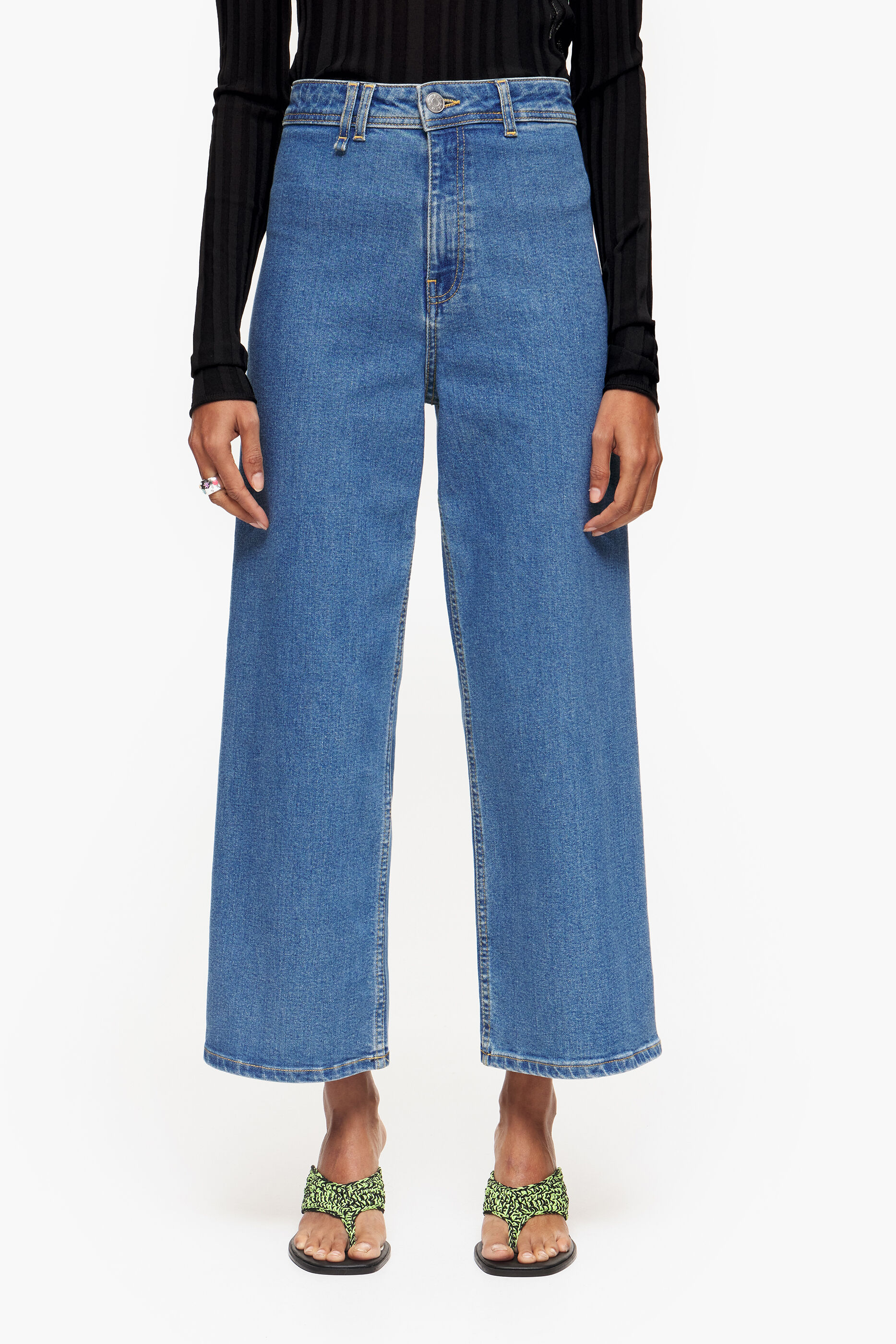 CULOTTE - Calça jeans azul de cintura alta