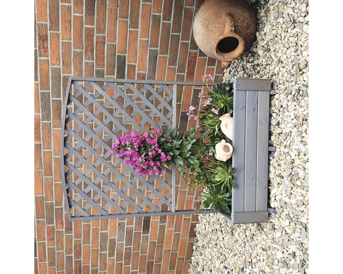 Bloembak met trellis Flora promadino hout 91 x 41 x 130 cm grijs